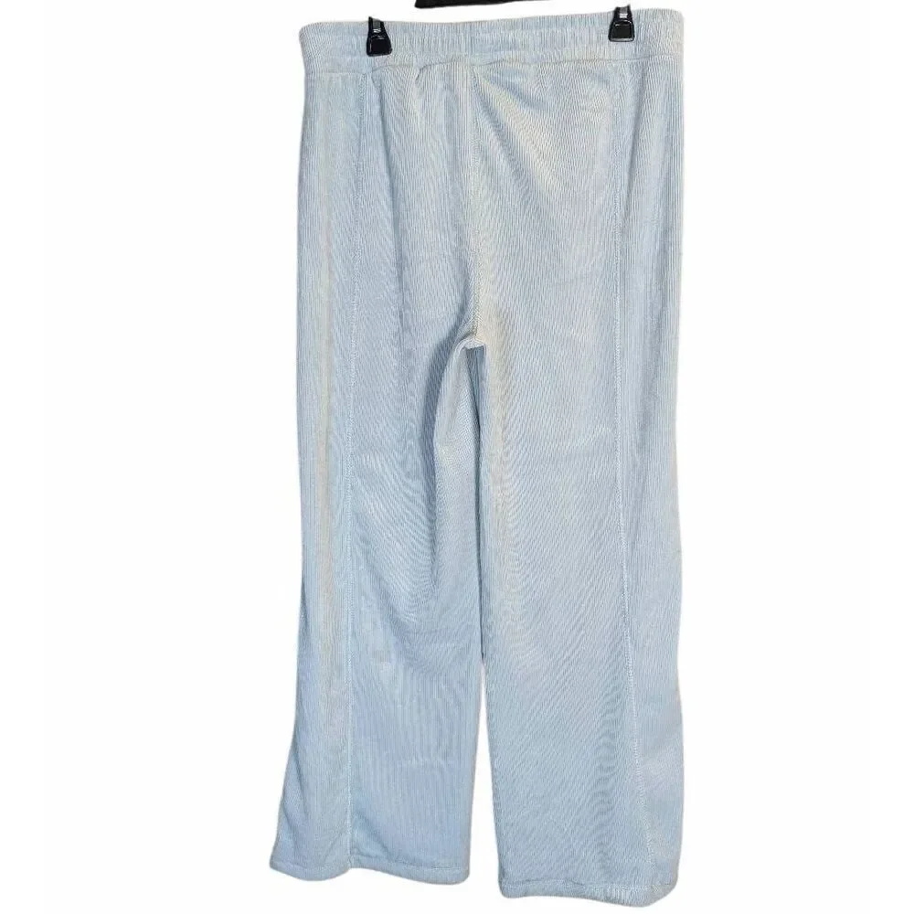 Yogalicious Asbury dreamy ribbed velvet plush lounge sleep pants light blue L